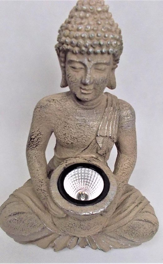 ProGarden Boeddha met solarlamp polystone - Pro Garden