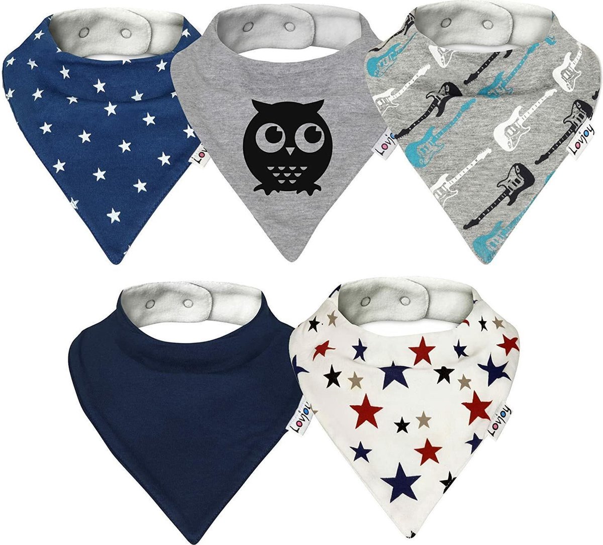 Image of 5 lovjoy jongens slabbetjes (kleine ster)