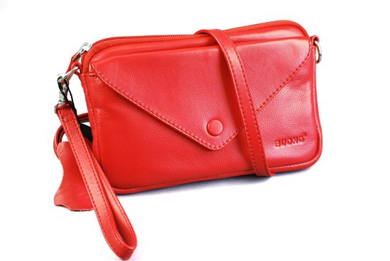 Buono London Clutch Leren Dames Schoudertas Rood