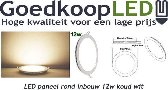 LED paneel / downlight 12W natuur wit