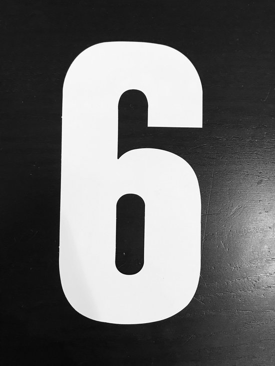 huisnummer sticker - nr. 6 - wit groot- huisnummer stickers - huisnummer  cijfers -... | bol.com
