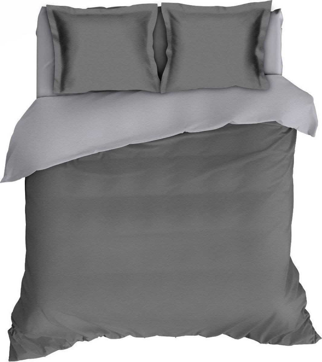 Romanette Comtesse - Flanel - Dekbedovertrek - Lits-jumeaux - 270x200/220 cm + 2 kussenslopen 60x70 cm - Antraciet/zilver