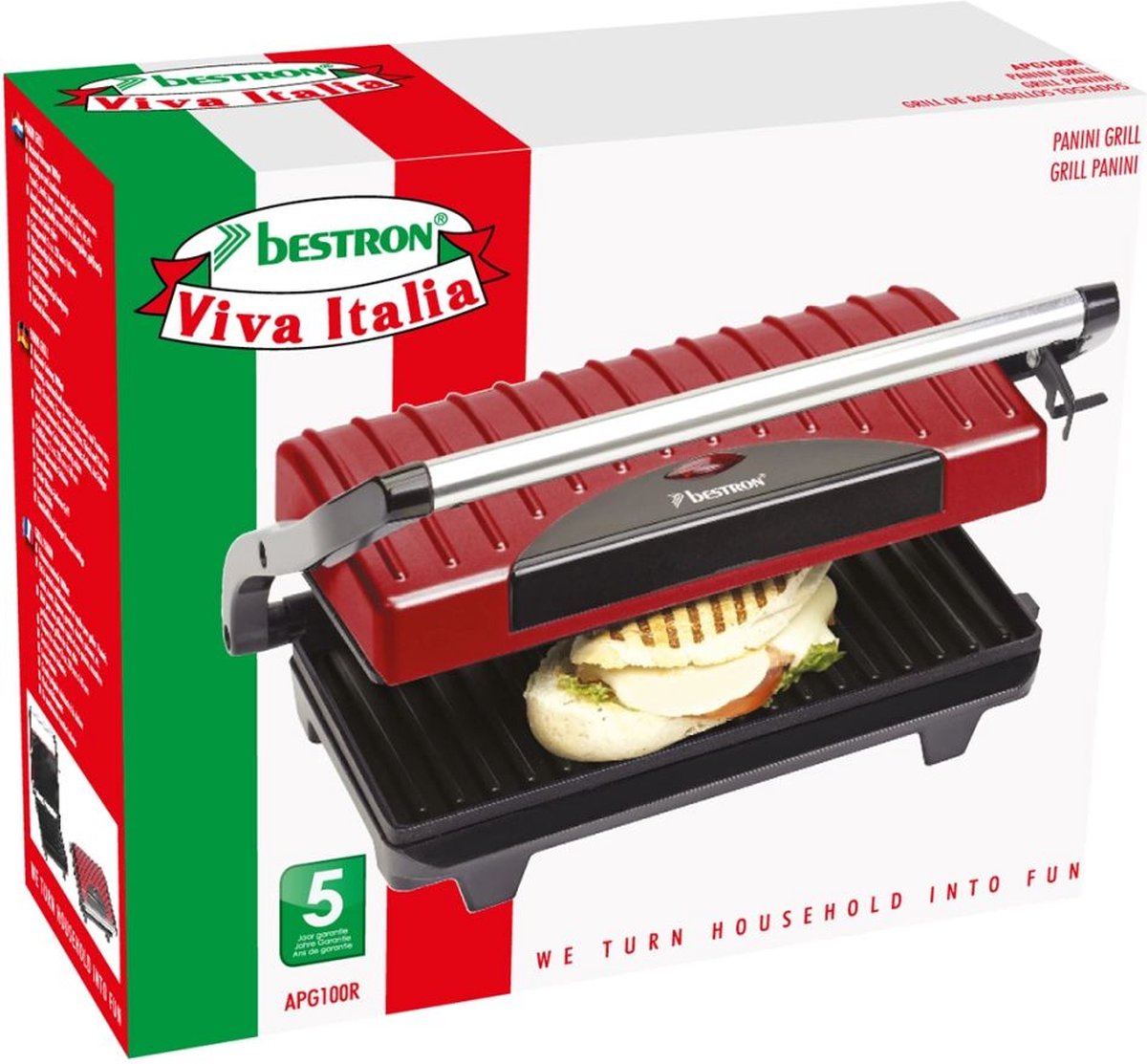 Bestron APG100R Contactgrill Rood |