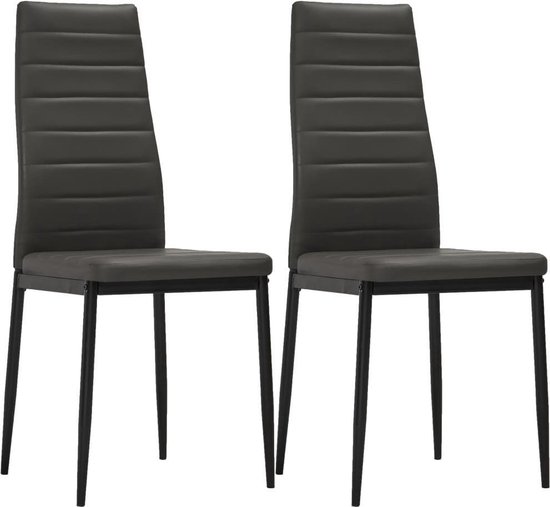 | vidaXL Eetkamerstoelen 2 st kunstleer grijs Eetkamerstoelen 2 st kunstleer grijs