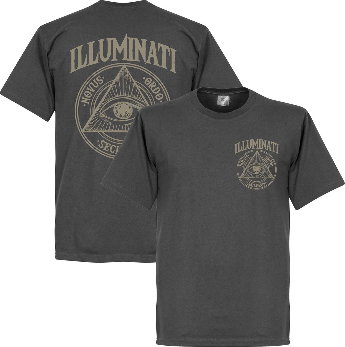 Illuminati Pocket & Rug Print T-Shirt - Donkergrijs - S