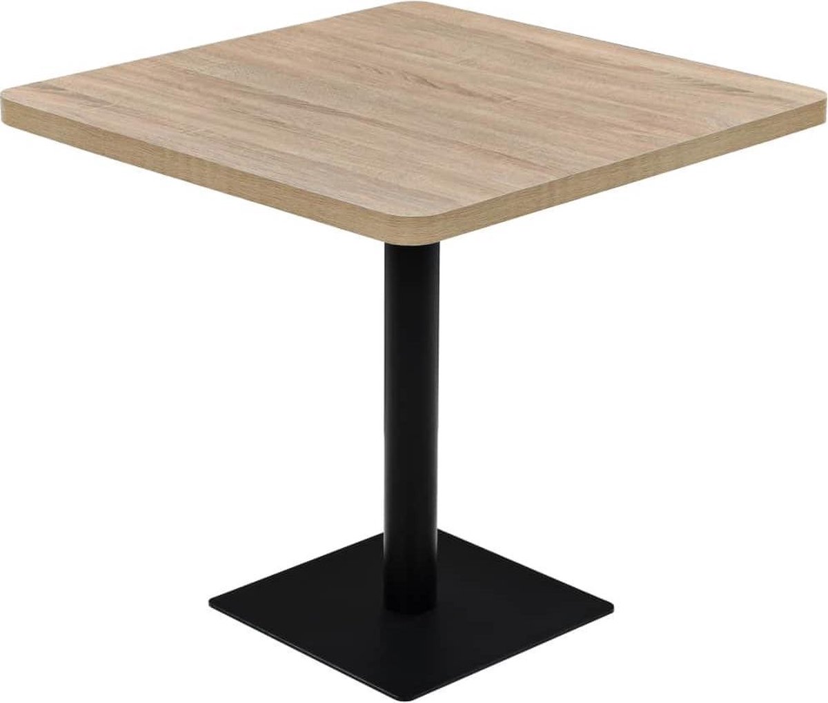 vidaXL Bistrotafel - vierkant - 80x80x75 - cm - MDF - en - staal - eikenkleur