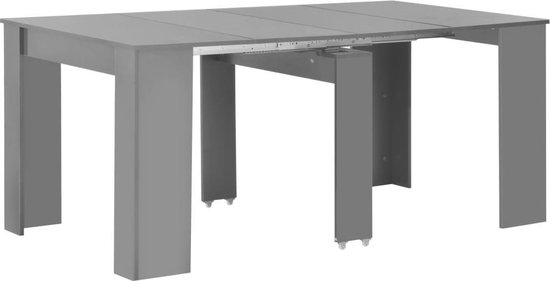 vidaXL-Eettafel-verlengbaar-175x90x75-cm-hoogglans-grijs