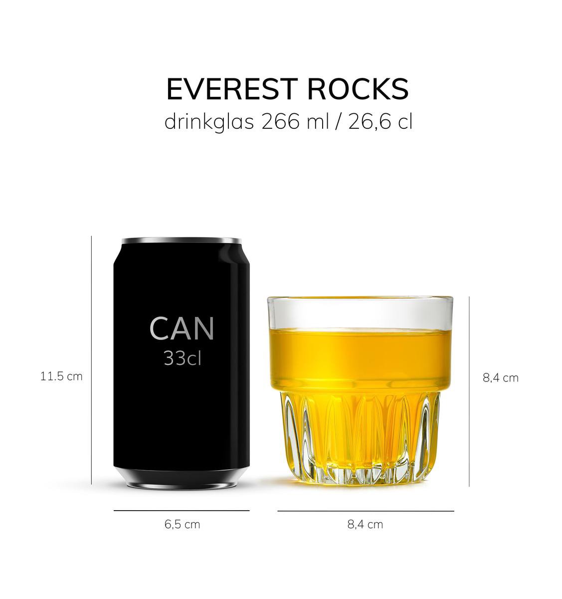 Libbey 36 stuks set Rotsglas -EVEREST- 355 ml, 9,5 cm, H: 9,5 cm, stapelbaar