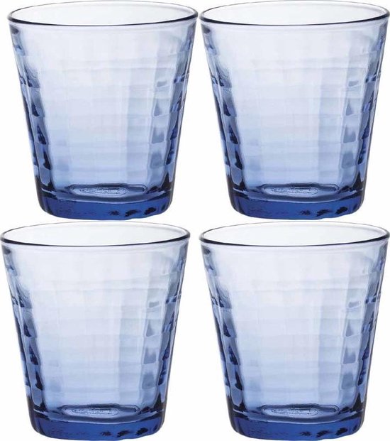 4x Drinkglazen/waterglazen Prisme blauw 220 ml - Koffie/thee glazen Prisme 220 ml