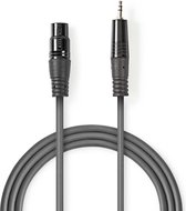 Nedis Gebalanceerde Audiokabel | XLR 3-Pins Male | 3,5 mm Male | Vernikkeld | 3.00 m | Rond | PVC | Donkergrijs | Kartonnen Sleeve