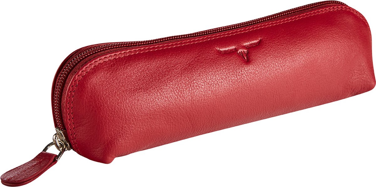 Maverick SARATOGA Leren Pennenetui ovaal - ritssluiting - rood