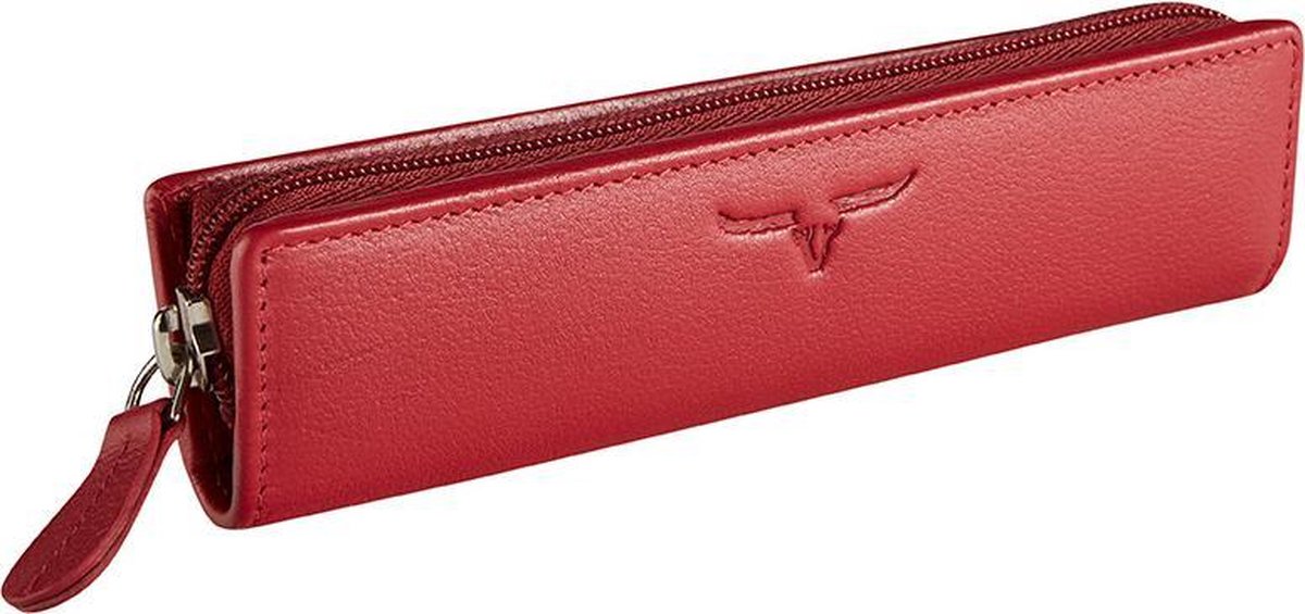 Maverick SARATOGA Leren Pen etui - ritssluiting - rood