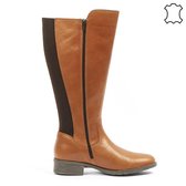 GABYLOU - LEREN ruiterlaarzen XL voor BREDE KUITEN - Model Noëlla - Bruin, Maat 36