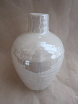 Vaas, aardewerk, olie wit, 16 x 10 cm Ø