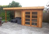 Blokhut Jumbo 9, wanddikte 28 mm, 300 x 250 + luifel 300 cm