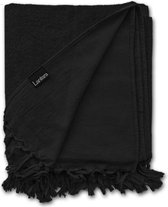 Lantara Hamamdoek met Badstof - Zwart - 98x200cm