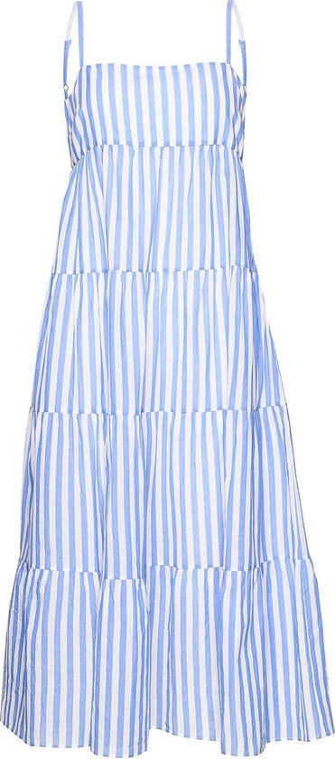Seafolly Stripe Tiered Dress Chambray - Blauw Wit Gestreept Strand Jurk  Jurkje Dames -... | bol.com
