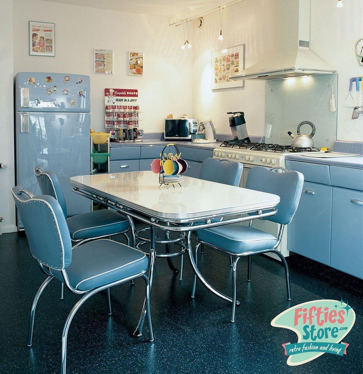 Bel-Air Retro Dinner Set Blauw