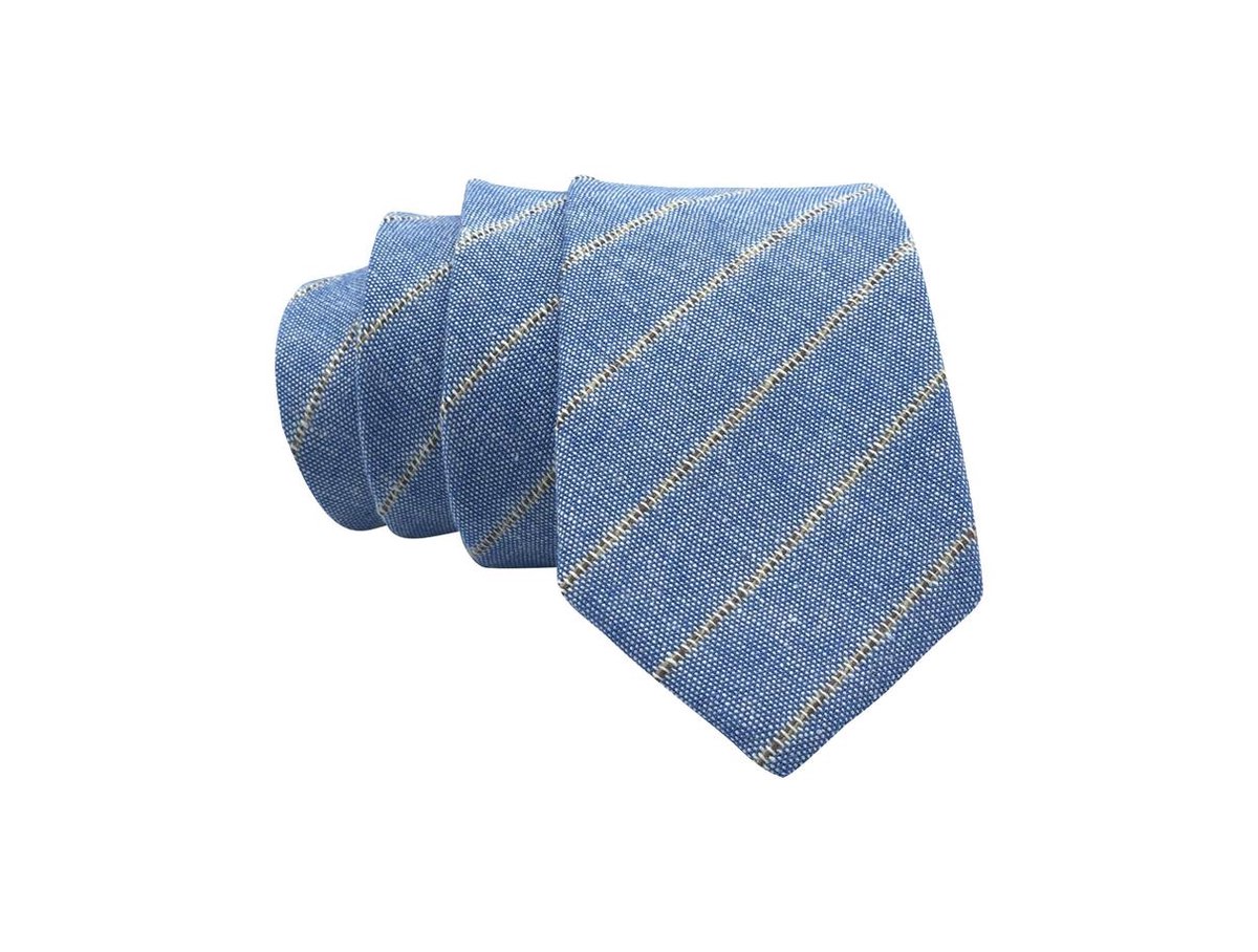 Premium Ties - Luxe Stropdas Heren - Katoen - Lichtblauw - Inclusief Luxe Gift Box!