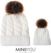 Matching Ouder Baby (6-36 mnd) Winter Muts Pompom - Wit
