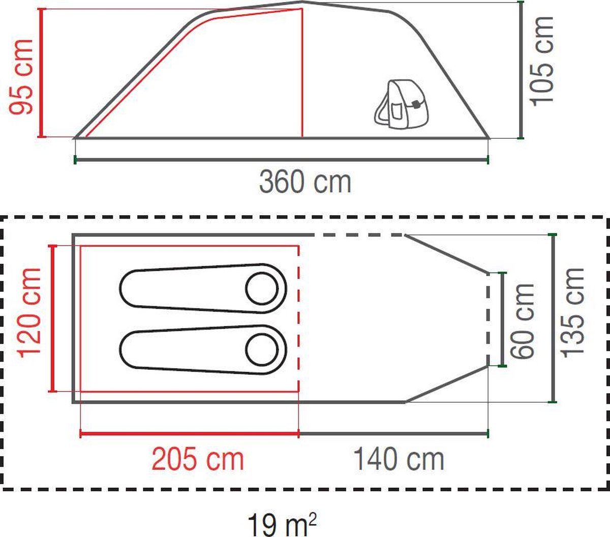 Coleman Cortes 2 Tunneltent - tent 2 persoons - ruime voortent