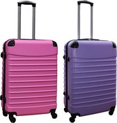 Bol.com Travelerz kofferset 2 delig ABS groot - met cijferslot - 69 liter - licht roze – lila aanbieding