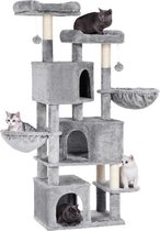 MIRA Home - Krabpaal - Kattenboom - Kattenhuis voor katten - Lichtgrijs - 55x40x164 cm