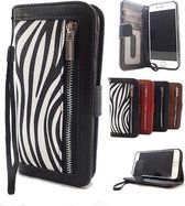 Samsung Galaxy A20e Zebra print Wallet / Book Case / Boekhoesje/ Telefoonhoesje / Hoesje met pasjesflip en rits voor kleingeld