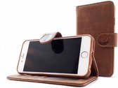 Apple iPhone 6 Plus/6s Plus - Bronzed Brown Leren Portemonnee Hoesje - Lederen Wallet Case TPU meegekleurde binnenkant- Book Case - Flip Cover - Boek - 360º beschermend Telefoonhoesje