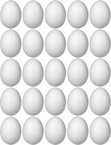 25x Piepschuim ei decoratie 6 cm hobby/knutselmateriaal - Knutselen DIY eieren beschilderen - Pasen thema paaseieren eitjes wit