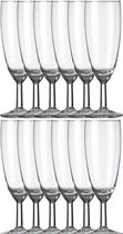 12x Champagneglazen/flutes transparant Vinata 150 ml - 15 cl - Champagne glazen - Champagne drinken - Champagneglazen van glas