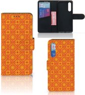 PU Premium Housse pour Xiaomi Mi 9 SE Portefeuille Batik Orange