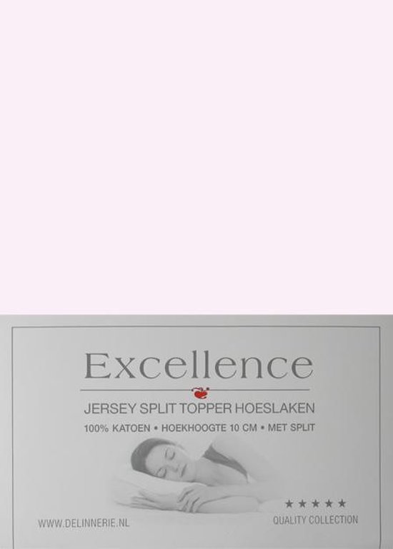 Excellence Jersey Split Topper Hoeslaken - Tweepersoons - 140x200/210 cm - Soft Pink