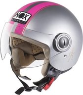 NOX N210 Jet Grey mat en fluorroze helm