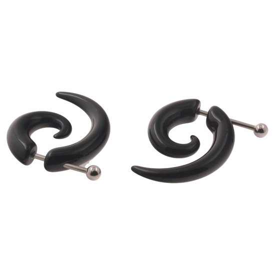 Kaisa Jewelry Boucles d'oreilles en spirale avec faux plug noir 5 mm | bol.