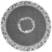 Linnenlook Tafelkleed Grijs met blaadjes - Rond 130 cm