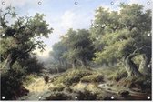 Boslandschap met reizigers | Jacob Cremer | 1849 | Tuindecoratie | Tuindoek | 90CM x 60CM | Schilderij | Tuinposter | Spandoek | Oude meesters