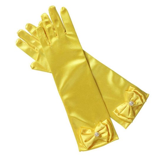 Belle robe robe de princesse déguisement luxe 104-110 (110) jaune + gants gratuits déguisement