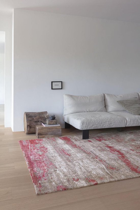 LIGNE PURE Legacy – vloerkleed – tapijt – Handgeweven – wol – eco – vintage – Grijs Roze Rood - 170x240