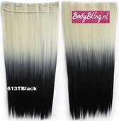 Clip in hairextensions 1 baan straight blond / zwart - 613TBlack