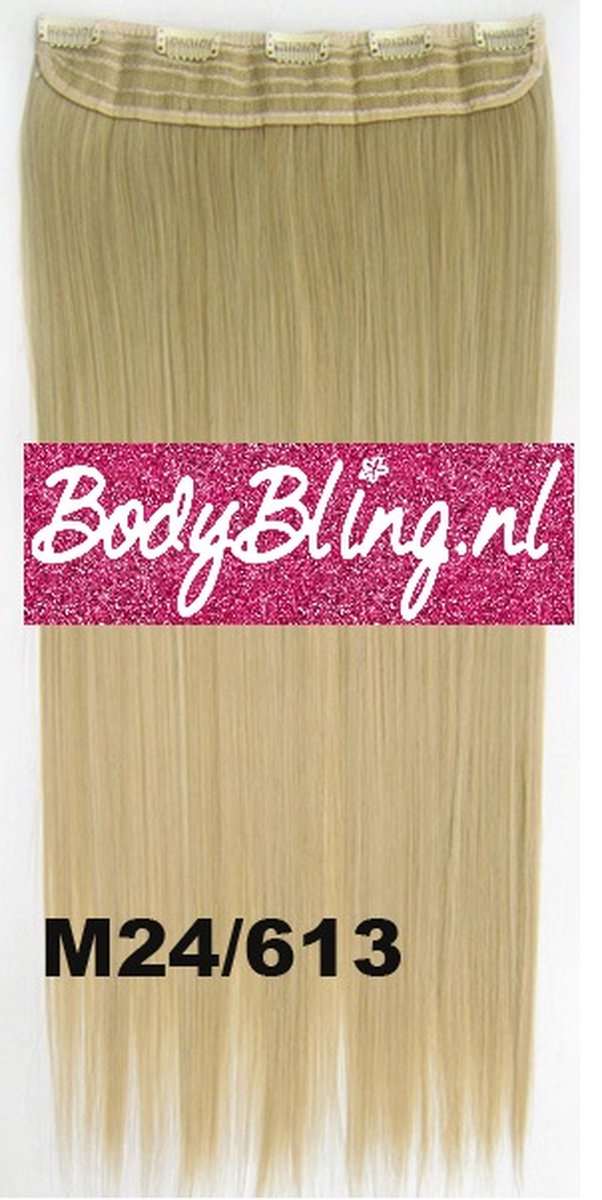 Clip in hair extensions 1 baan straight blond - M24/613