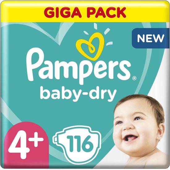 Sociaal reptielen weduwe Pampers Baby-Dry - Maat 4+ (10-15kg) - 116 Luiers - Giga Pack | bol.com