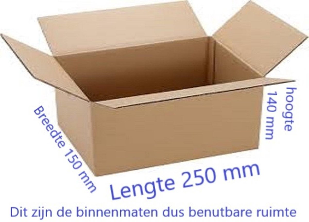 Kartonnen doos - 250 x 150 x 140 millimeter / 25 x 15 x 14 centimeter EG  (20 stuks) | bol.com