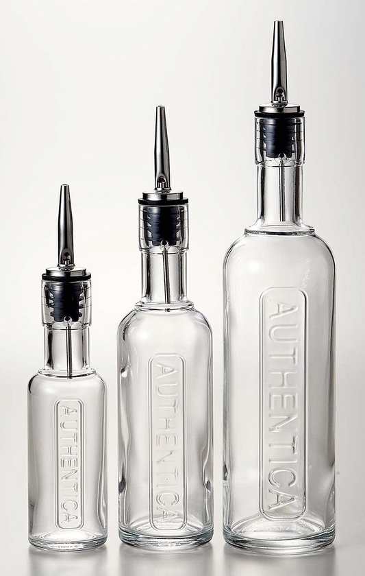 Luigi Bormioli Oliefles van glas met tuit rvs authentica - azijnfles of  alcoholfles 125 ml | bol.com