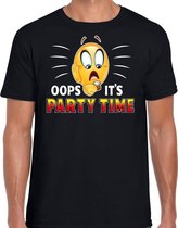 Funny emoticon t-shirt oops it is party time zwart heren S