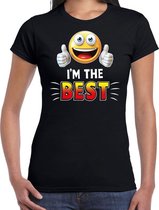 Funny emoticon t-shirt i am the best zwart voor dames S