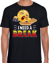 Funny emoticon t-shirt I need a break zwart voor heren S