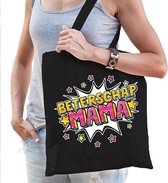 Beterschap mama katoenen cadeau tas zwart voor dames - kado /  tasje / shopper
