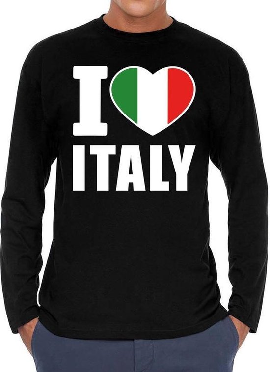 I love Italy supporter t-shirt met lange mouwen / long sleeves voor heren -  zwart -... | bol.com