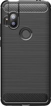 Shop4 - Motorola One Hyper Hoesje - Zachte Back Case Brushed Carbon Zwart